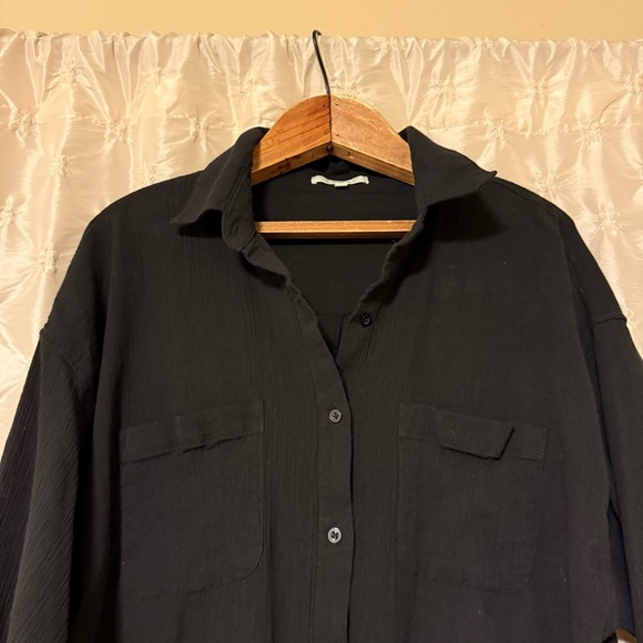 Z Supply Midnight Black Lalo Gauze Button Front Shirt - Picture 5 of 11